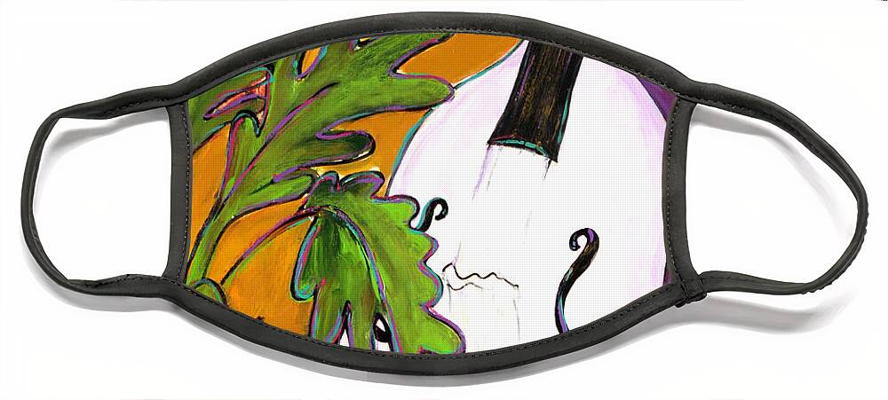 Music Face Mask featuring the painting The White Bass by Linda Holt