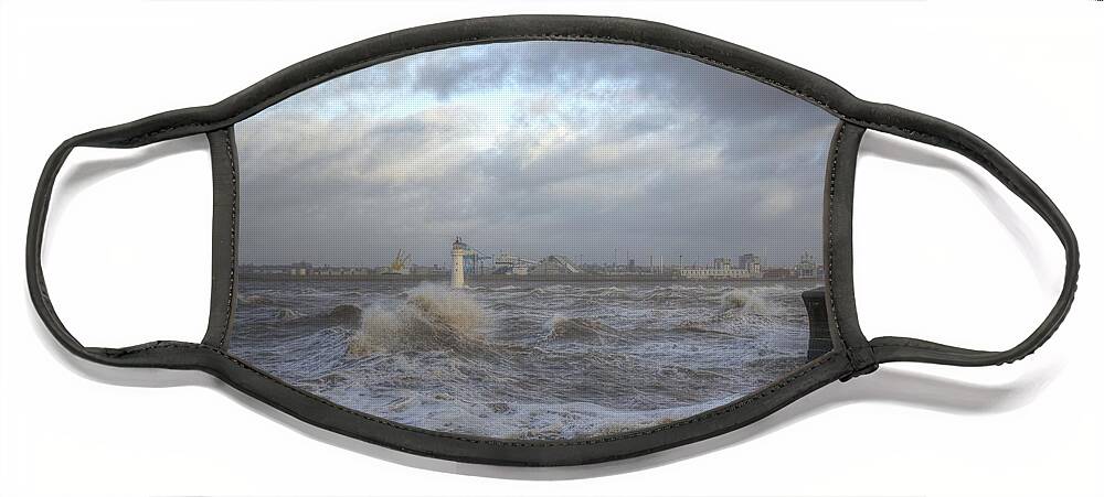 Lighthouse Face Mask featuring the photograph The Wild Mersey 2 by Spikey Mouse Photography