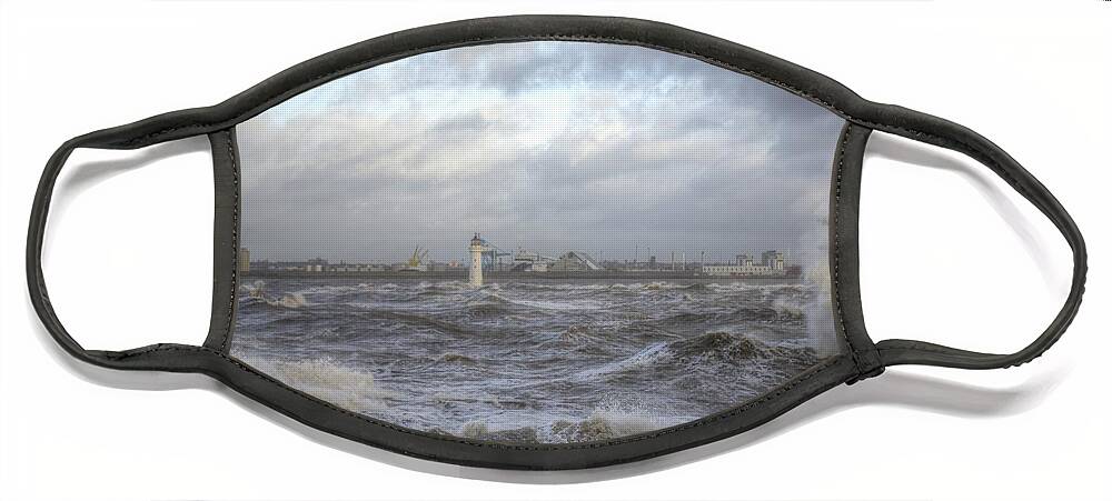 Lighthouse Face Mask featuring the photograph The wild Mersey by Spikey Mouse Photography