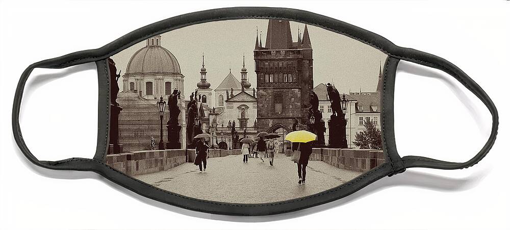 Photography Face Mask featuring the photograph The Yellow Umbrella by Ivy Ho