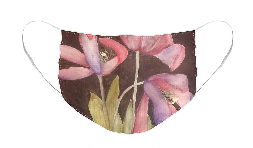 Tulips Face Mask featuring the painting Their Last Words by Sherry Harradence