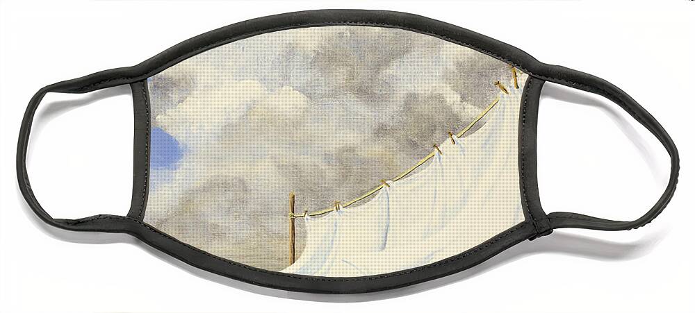 Sunny With Clouds Face Mask featuring the painting Three Sheets to the Wind by Jack Malloch