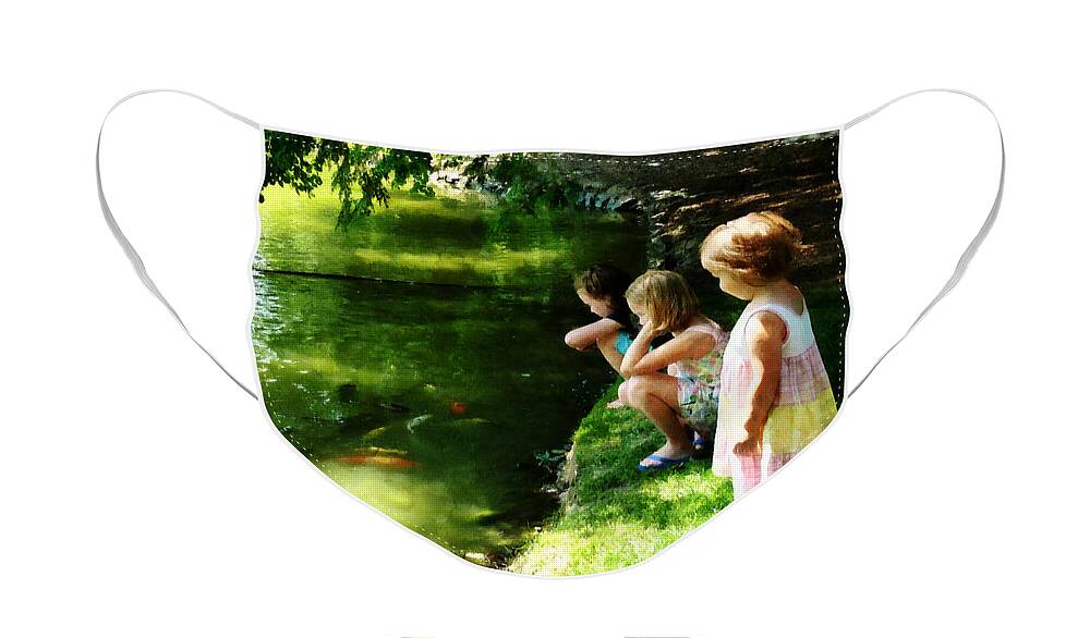  Park Face Mask featuring the photograph Three Sisters Watching Koi by Susan Savad