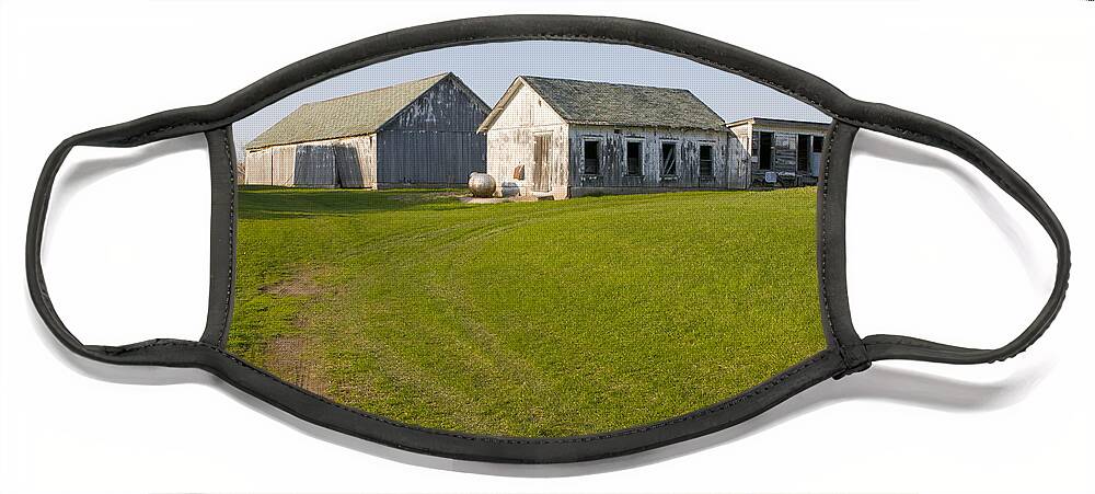Photograph Face Mask featuring the photograph Three Weathered Farm Buildings by Lynn Hansen