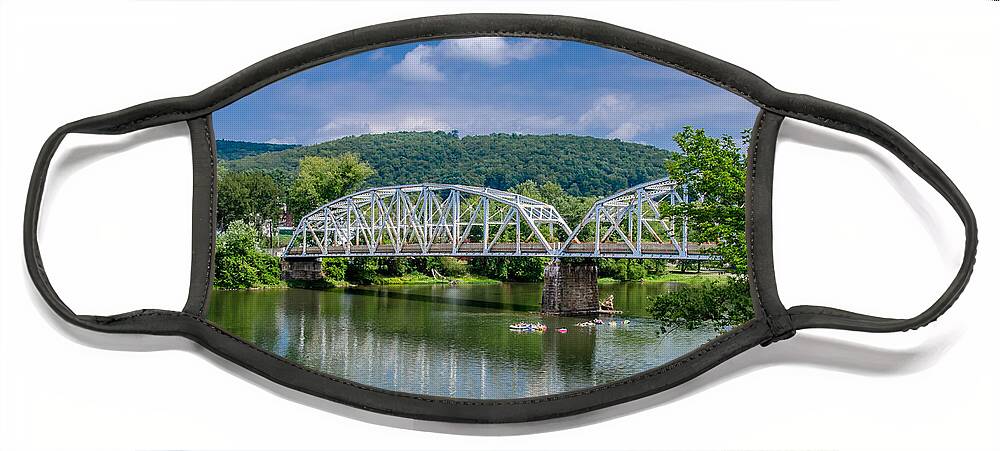 Allegheny River Face Mask featuring the photograph Tidioute Bridge 7007 by Guy Whiteley