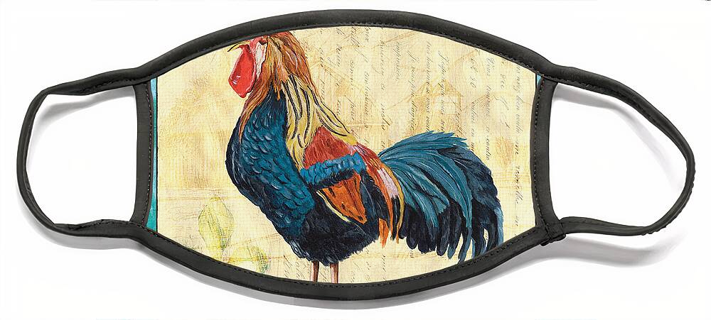 Roosters Face Mask featuring the painting Tiffany Rooster 2 by Debbie DeWitt