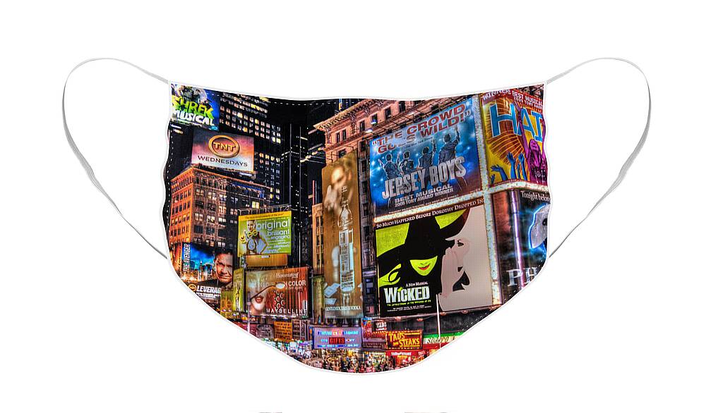 Manhattan Face Mask featuring the photograph Times Square by Randy Aveille