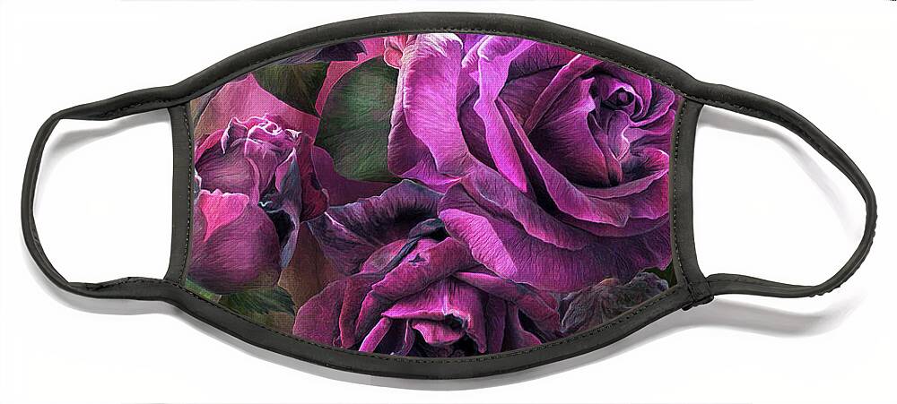 Rose Face Mask featuring the mixed media To Be Loved - Purple Rose by Carol Cavalaris