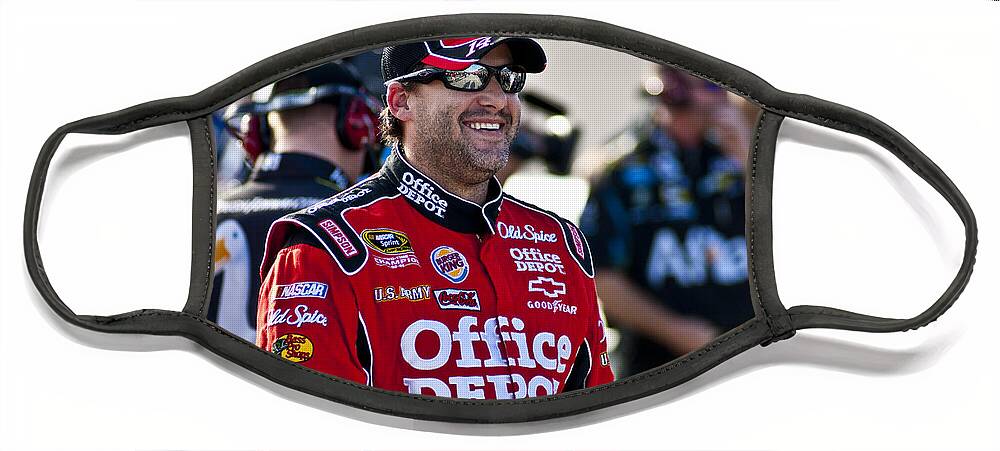 Tony Stewart Face Mask featuring the photograph Tony Smiles by Kevin Cable