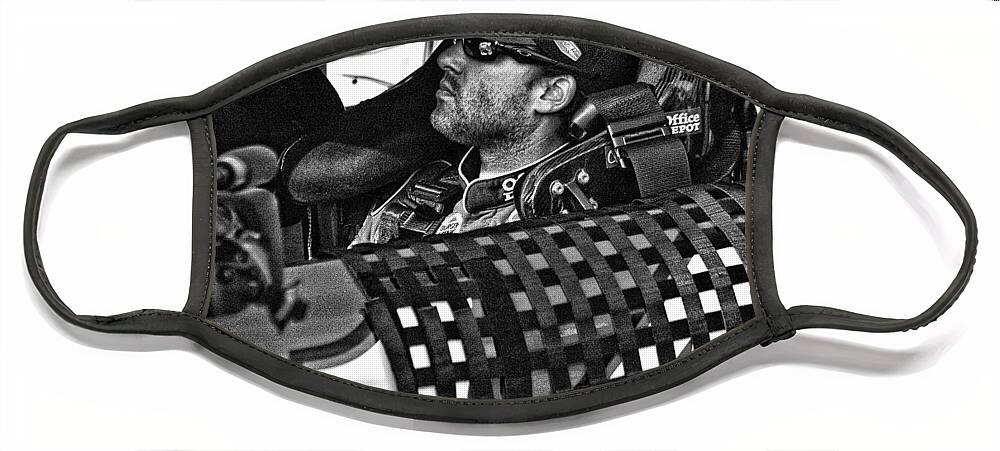 Tony Stewart Face Mask featuring the photograph Tony Stewart Focuses by Kevin Cable