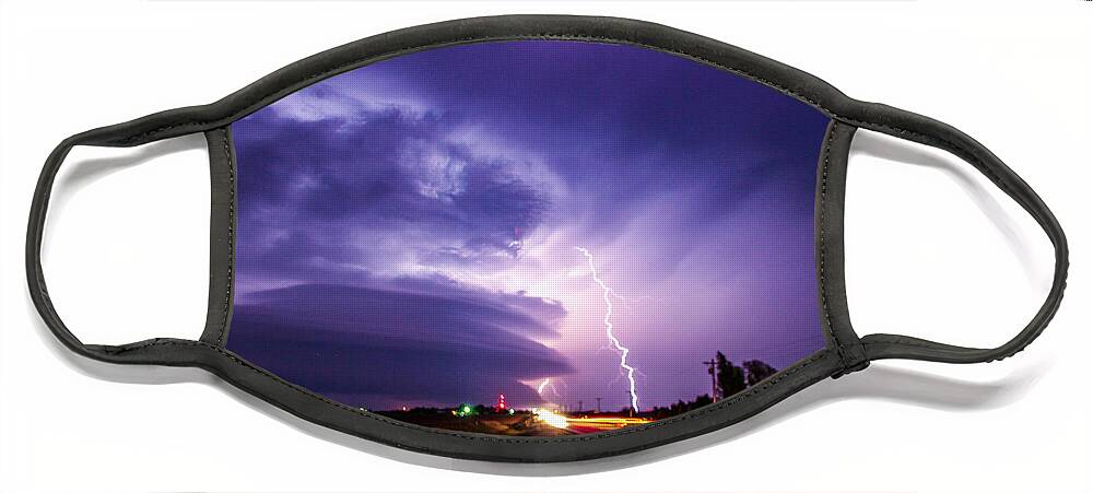 Stormscape Face Mask featuring the photograph Tornado Warning in Northern Buffalo County by NebraskaSC