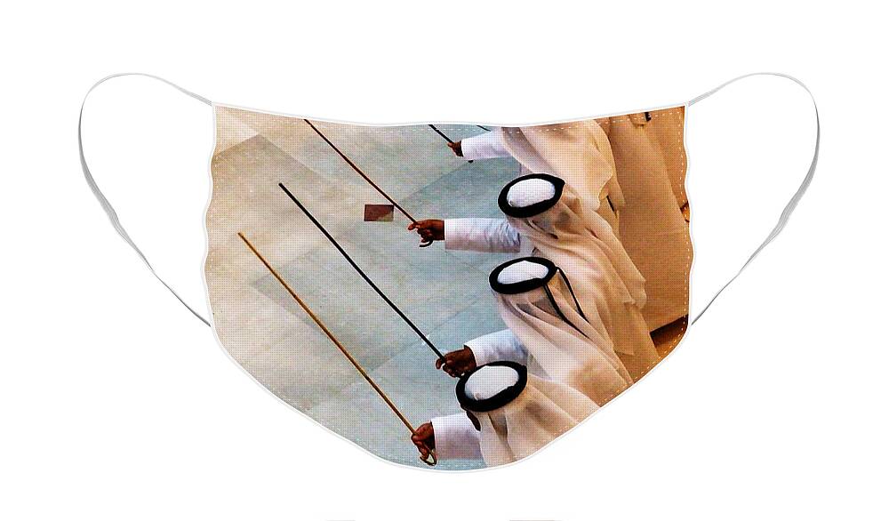 United Face Mask featuring the photograph Traditional Emirati Men's Dance by Andrea Anderegg
