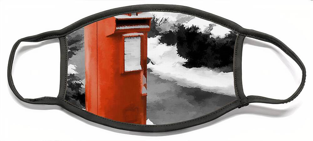 British Face Mask featuring the photograph Painted effect - Traditional red post box by Sue Leonard