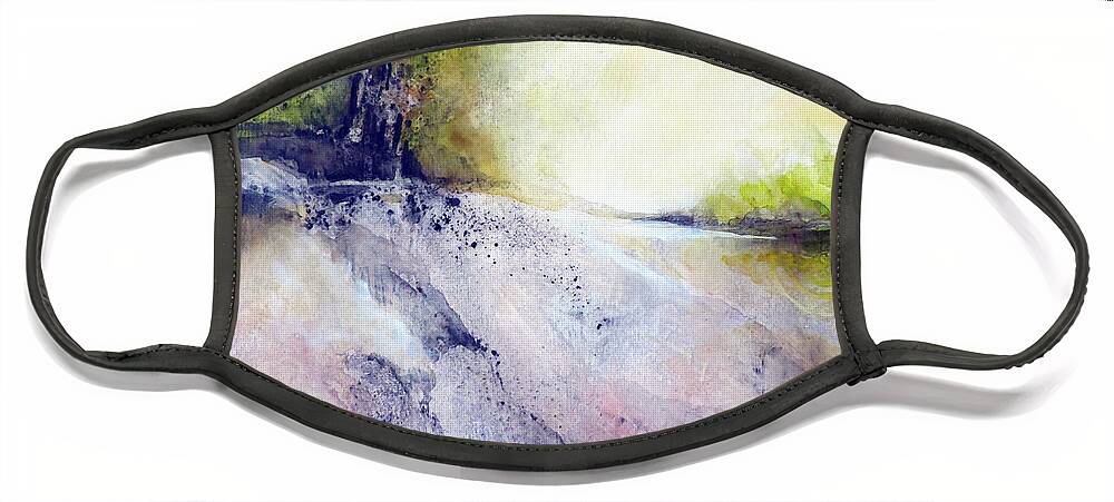 Art Face Mask featuring the painting Tree Growing On Rocky Riverbank by Ikon Ikon Images
