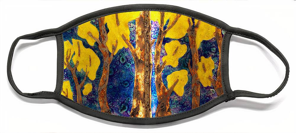 Aspen Trees Face Mask featuring the mixed media Trees inside a Window by Christopher Schranck