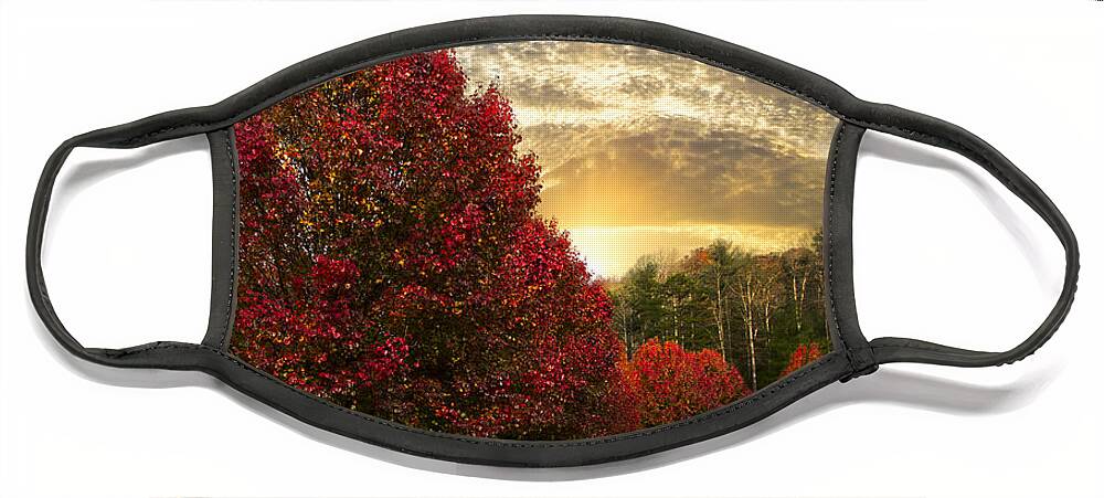 Appalachia Face Mask featuring the photograph Trees on Fire Panorama by Debra and Dave Vanderlaan