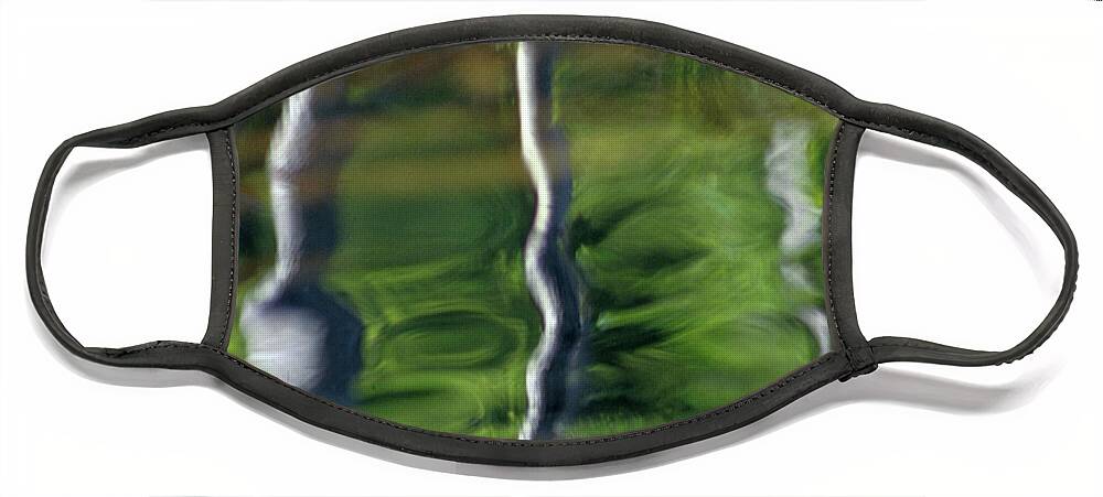 Nature Face Mask featuring the photograph Trees reflections on the river by Heiko Koehrer-Wagner