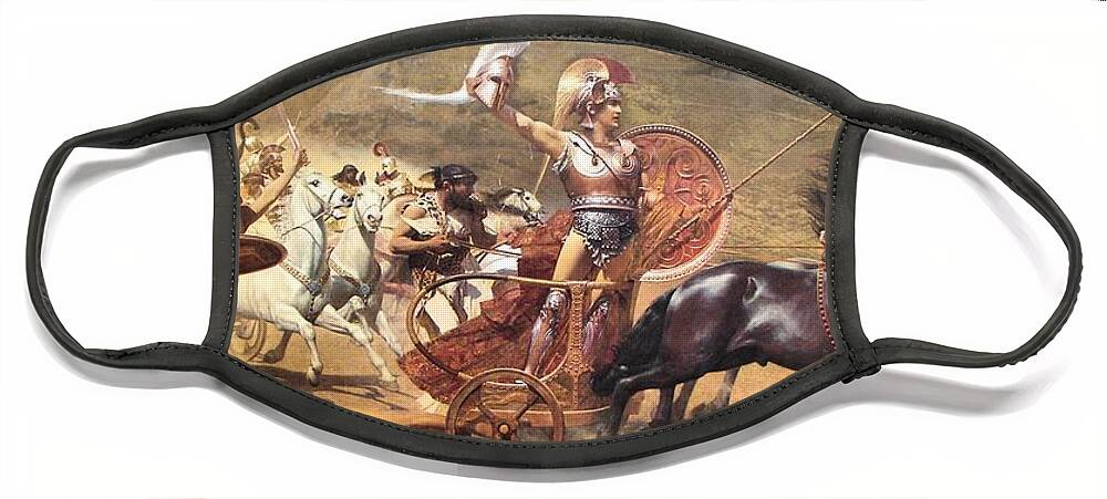 Iliad Face Mask featuring the painting Triumphant Achilles by Franz von Matsch