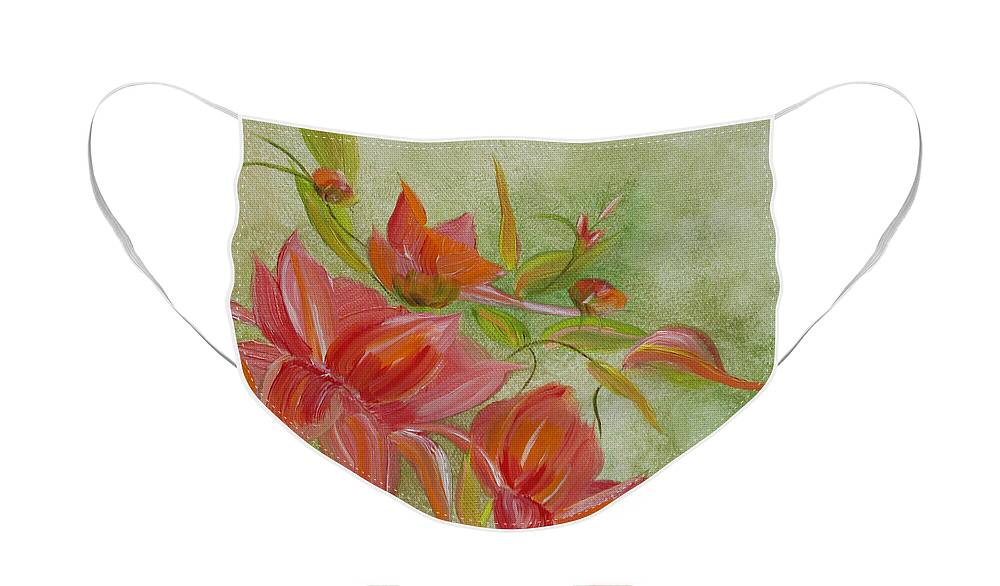 Flowers Face Mask featuring the painting Tropical Splash by Judith Rhue