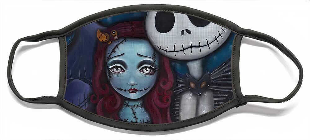 Nightmare Before Christmas Face Mask featuring the painting True Love by Abril Andrade