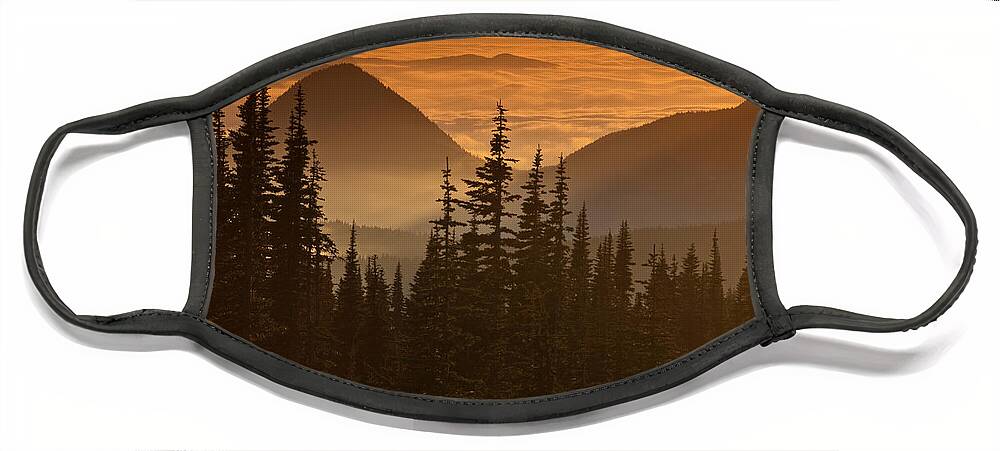 Beauty In Nature Face Mask featuring the photograph Tumtum Peak at Sunset by Jeff Goulden