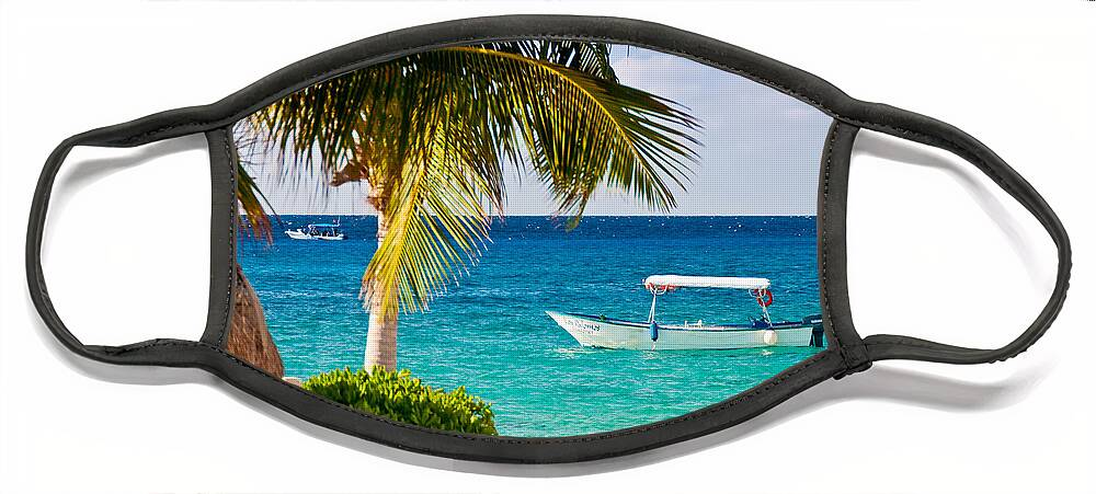 Cozumel Face Mask featuring the photograph Turquoise waters in Cozumel by Mitchell R Grosky