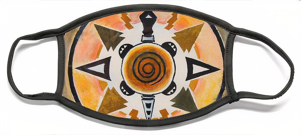 Symbolic Face Mask featuring the painting Turtle Mandala by Vallee Johnson