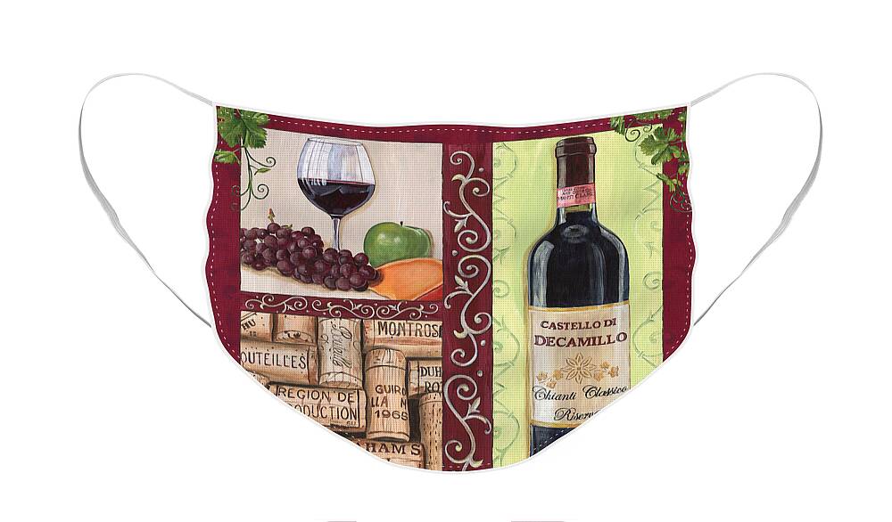 Wine Face Mask featuring the painting Tuscan Collage 2 by Debbie DeWitt