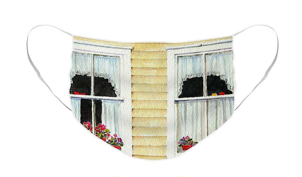 Windows Face Mask featuring the painting Twin Peeks by Mary Ellen Mueller Legault