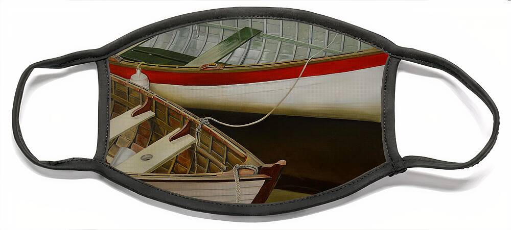Boat Face Mask featuring the painting Two Boats by Thu Nguyen