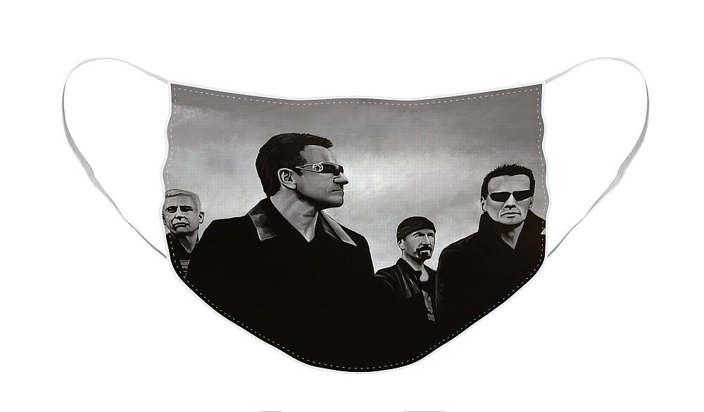 U2 Face Mask featuring the painting U2 by Paul Meijering
