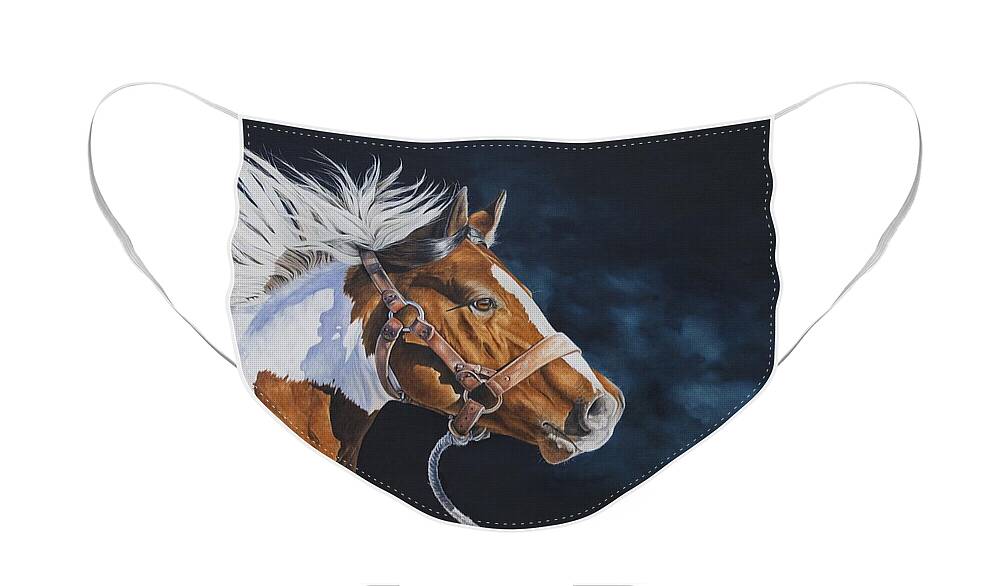 Horses Face Mask featuring the painting Undaunted by Joni Beinborn