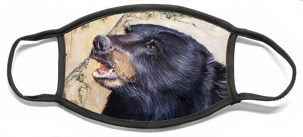 Black Bear Face Mask featuring the painting Under the All Sky by J W Baker