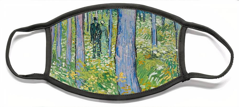Van Gogh Face Mask featuring the painting Undergrowth With Two Figures, 1890 by Vincent van Gogh