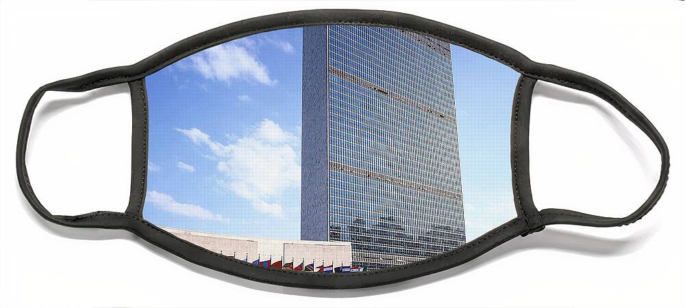 United Nations Face Mask featuring the photograph United Nations Building by Rafael Macia