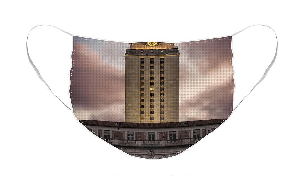 Joan Carroll Face Mask featuring the photograph University of Texas Tower by Joan Carroll