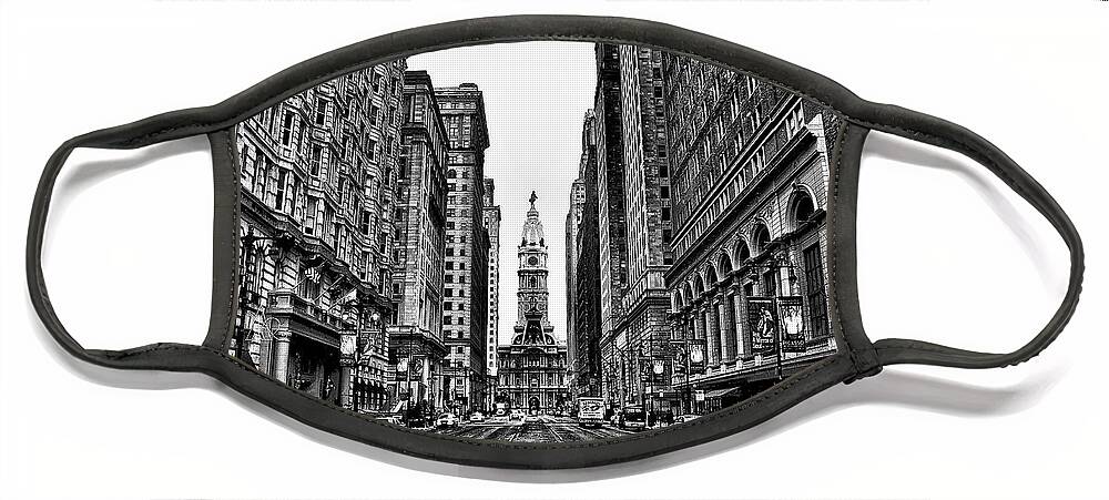 City Face Mask featuring the photograph Urban Canyon - Philadelphia City Hall by Bill Cannon