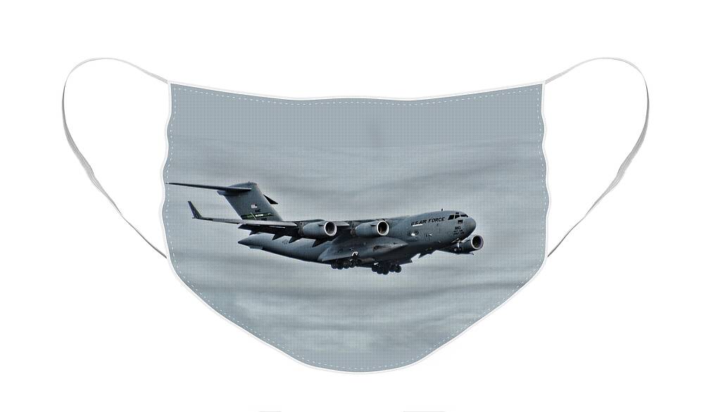 Airplane Face Mask featuring the photograph US Air Force C17 by Ron Roberts