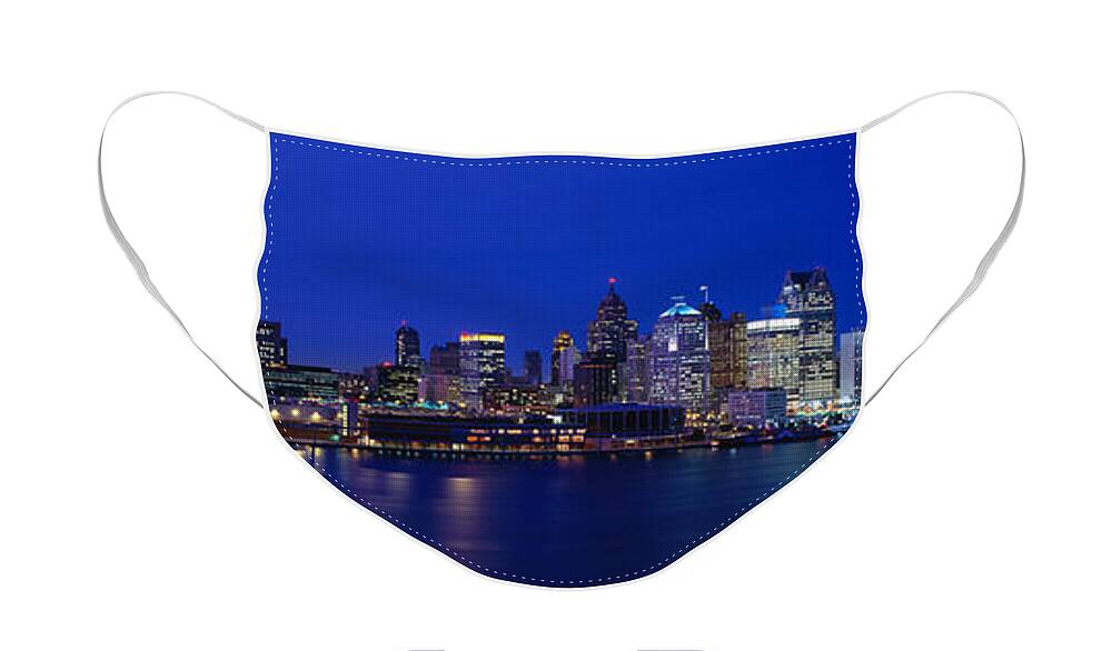 Photography Face Mask featuring the photograph Usa, Michigan, Detroit, Night by Panoramic Images