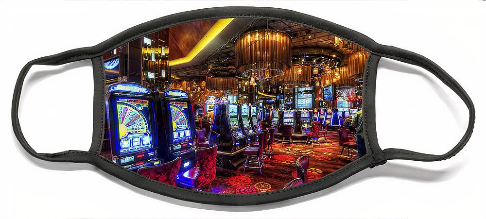 Art Face Mask featuring the photograph Vegas Slot Machines by Yhun Suarez