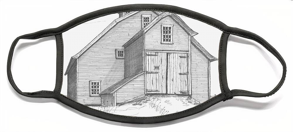 Barns Face Mask featuring the drawing Vermont Barn by Richard Wambach