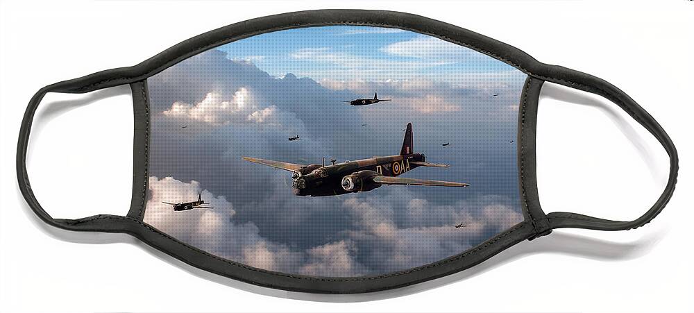 Wellington Face Mask featuring the photograph Vickers Wellingtons No 75 Squadron by Gary Eason