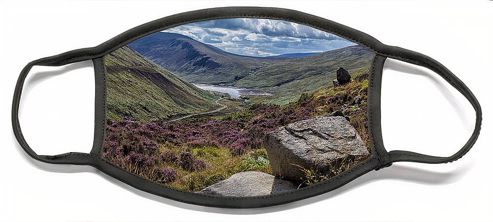 Silent Valley Face Mask featuring the photograph View from Ben Crom by Nigel R Bell