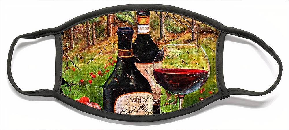 Fresco Face Mask featuring the painting Vino by OLena Art