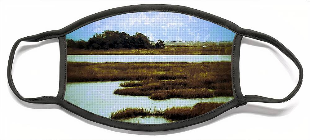 Outerbanks Face Mask featuring the photograph Vintage Blue Sunrise Sunset Image Art by Jo Ann Tomaselli