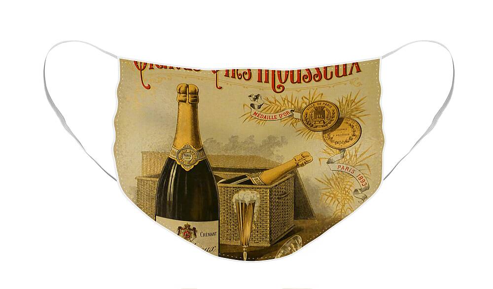 French Face Mask featuring the photograph Vintage French Poster Andrieux Wine by Olivier Le Queinec