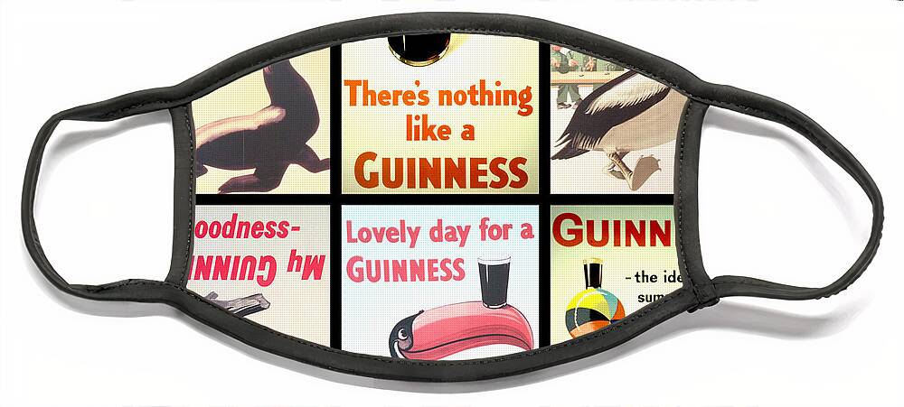 Guinness Collage Face Mask featuring the digital art Vintage Guinness by Georgia Clare
