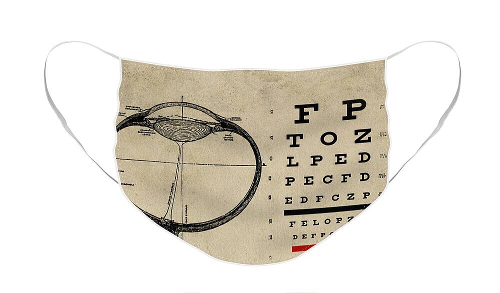 Vintage Face Mask featuring the digital art Vintage Ophthalmologist Eye Chart by Flo Karp