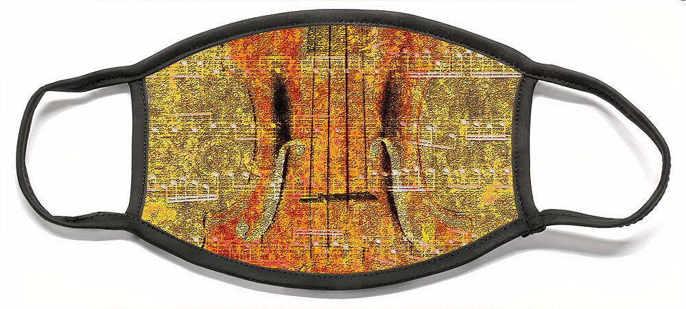 Classical Music Face Mask featuring the digital art Viola Gold by John Vincent Palozzi