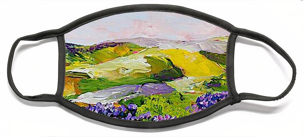 Landscape Face Mask featuring the painting Violet Sunrise by Allan P Friedlander
